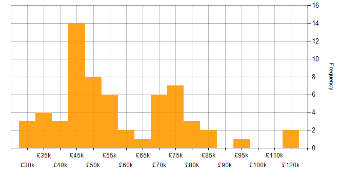 Salary histogram for DNS in Central London
