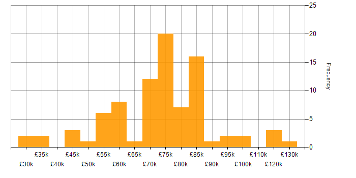 Salary histogram for Performance Metrics in London