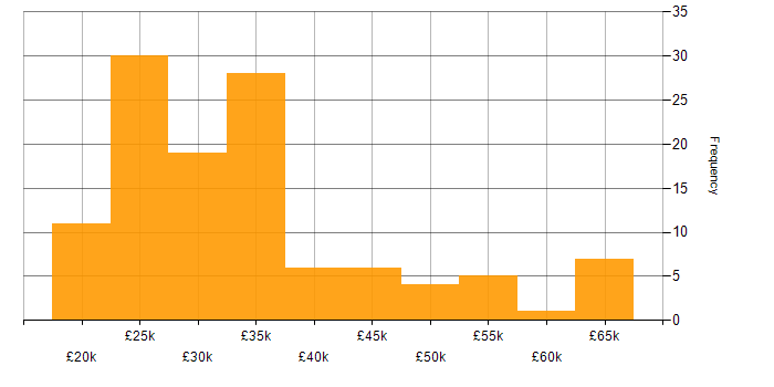 Salary histogram for Technical Engineer in the Midlands