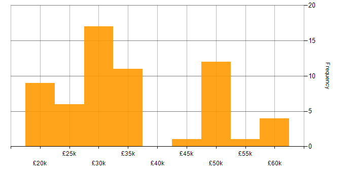 Salary histogram for DNS in West Yorkshire
