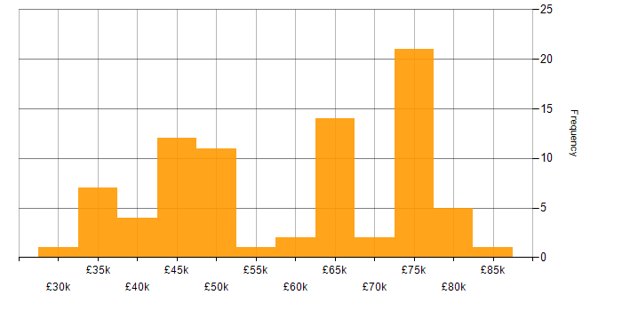 Salary histogram for AngularJS in Bristol