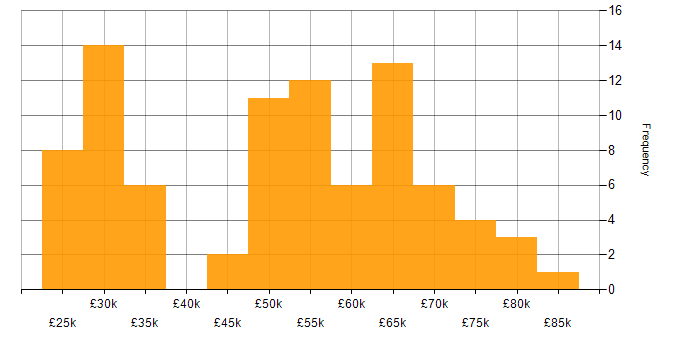 Salary histogram for Business Manager in the North West