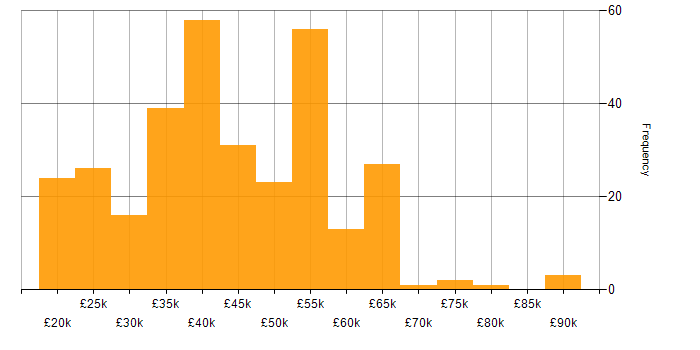 DBS Check salary histogram for jobs with a WFH option