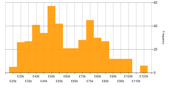 Salary histogram for DNS in London