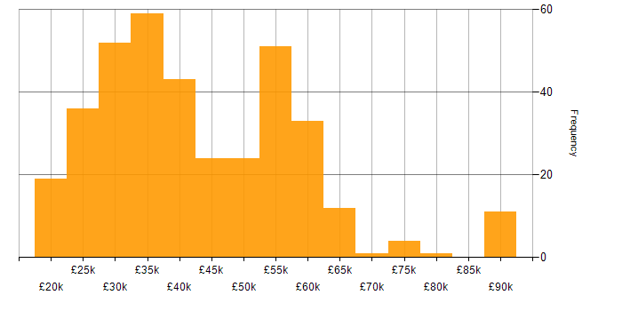 Salary histogram for DNS in the South East