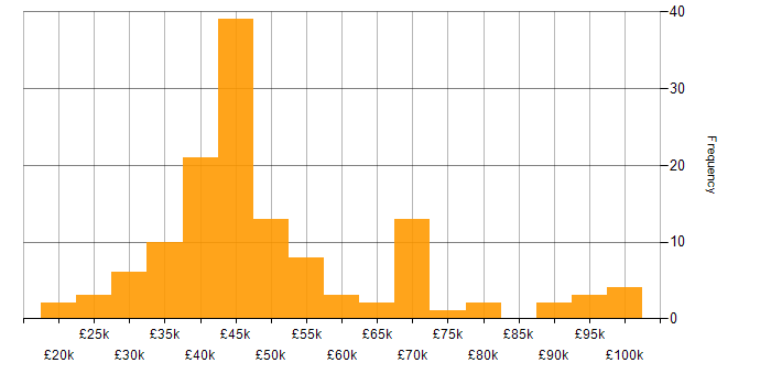 Police salary histogram for jobs with a WFH option