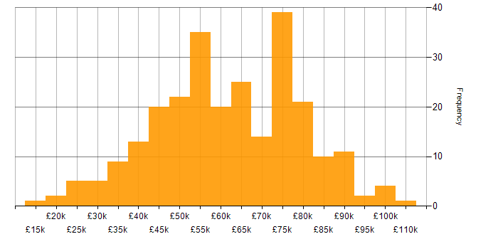 Salary histogram for Risk Assessment in England