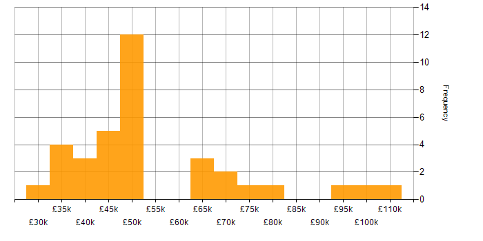 Salary histogram for Security Officer in the UK