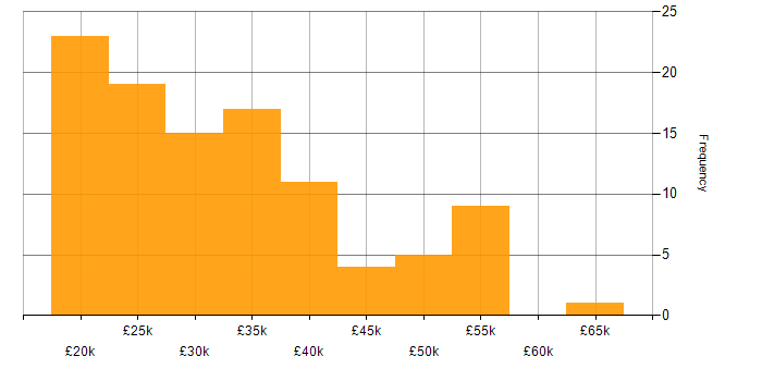 Salary histogram for Support Consultant in England