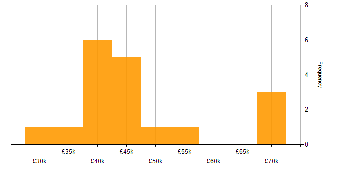 Salary histogram for Workload Management in England