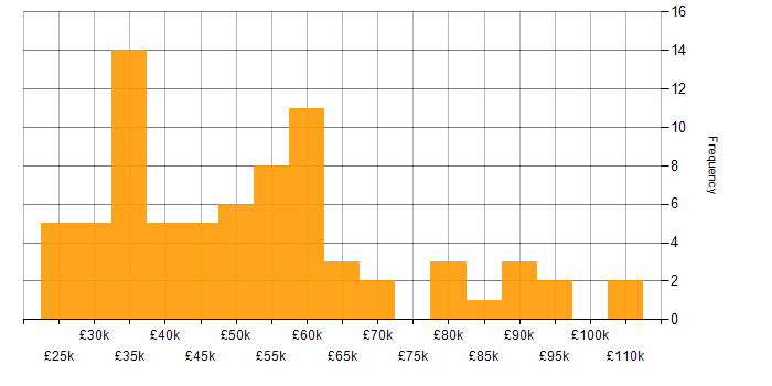 Salary histogram for Inclusion and Diversity in Central London