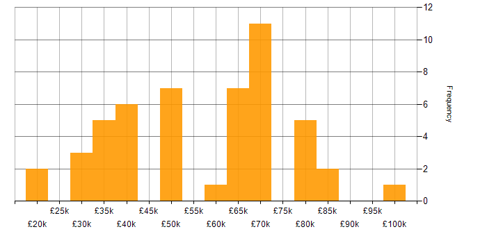 Salary histogram for webpack in England