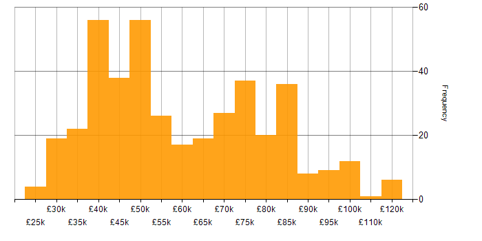 Salary histogram for DNS in London