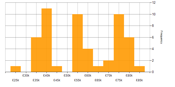 Salary histogram for Stakeholder Management in the North East