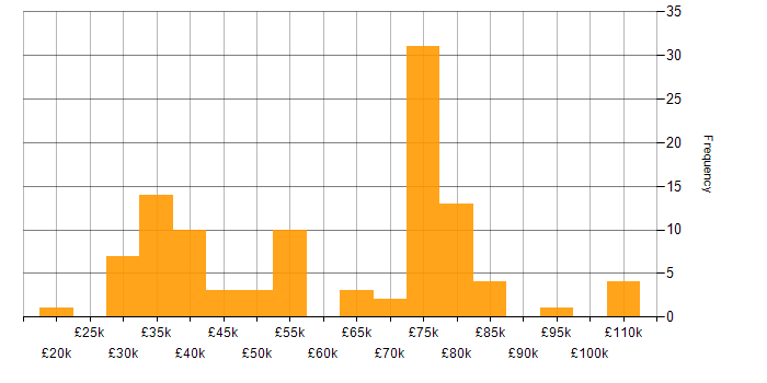 Salary histogram for Feasibility Study in the UK