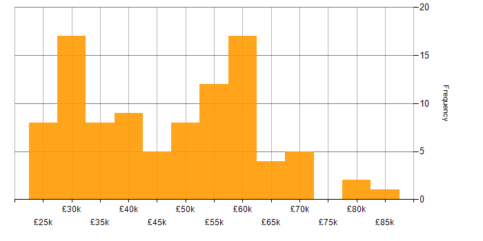Salary histogram for Scenario Testing in the UK excluding London