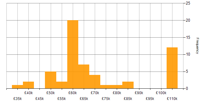 Network Virtualisation salary histogram for jobs with a WFH option