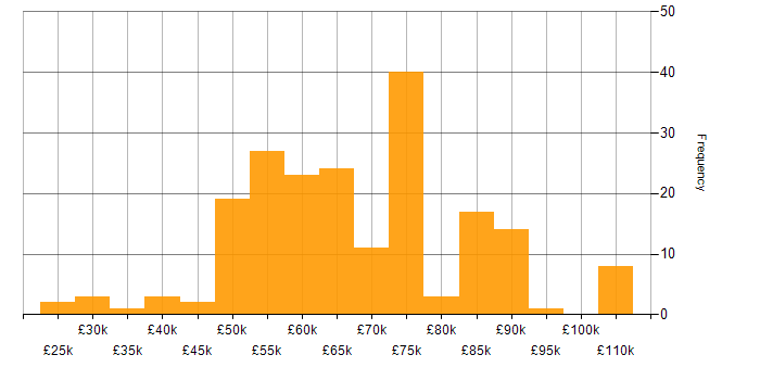 Salary histogram for Identity Management in England