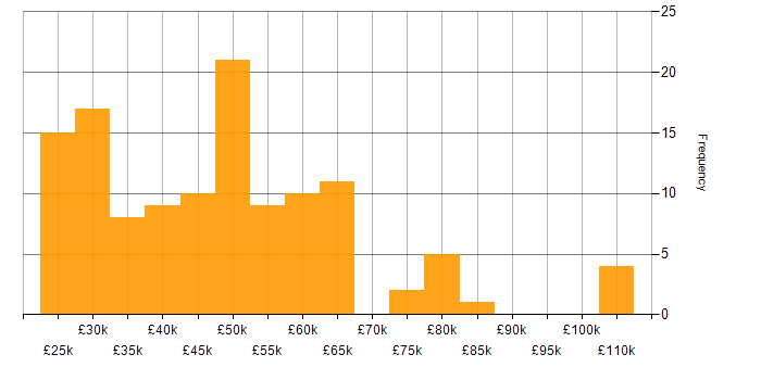 Salary histogram for Technical Specialist in England