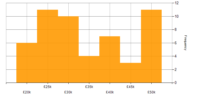Salary histogram for Terminal Services in England