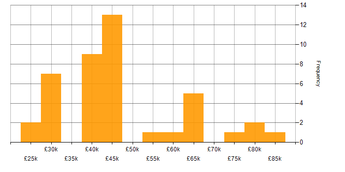 Salary histogram for Visualisation in the North East