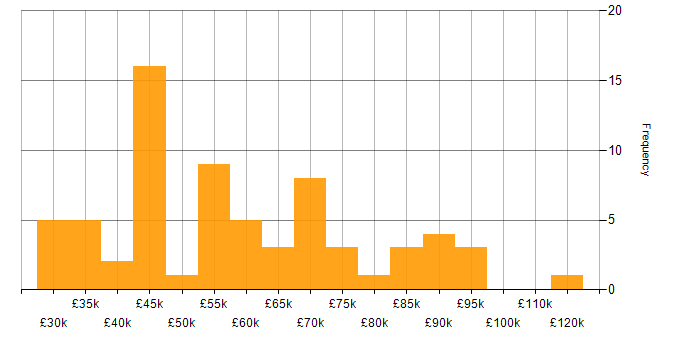 Salary histogram for WAN in Central London