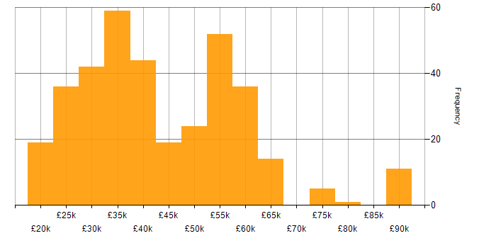 Salary histogram for DNS in the South East