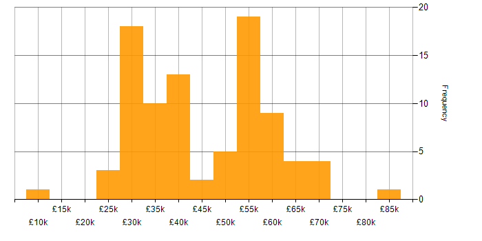 Salary histogram for Customer Requirements in the South West
