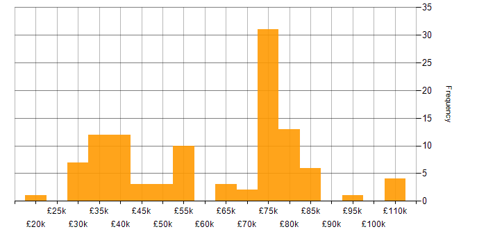 Salary histogram for Feasibility Study in the UK