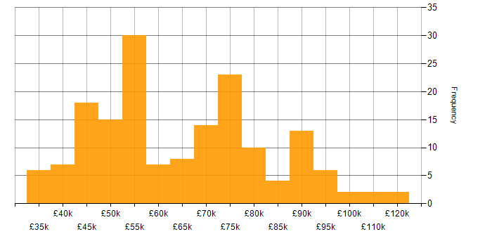 Use Case salary histogram for jobs with a WFH option