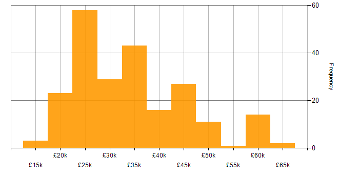 Salary histogram for Microsoft Excel in the North West